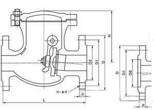 旋啟式止回閥H44W結構圖