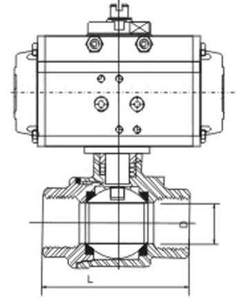 氣動(dòng)二片式內螺紋球閥結構圖